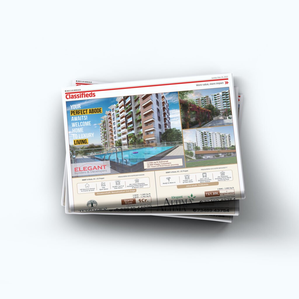 Newspaper advertisement for real estate