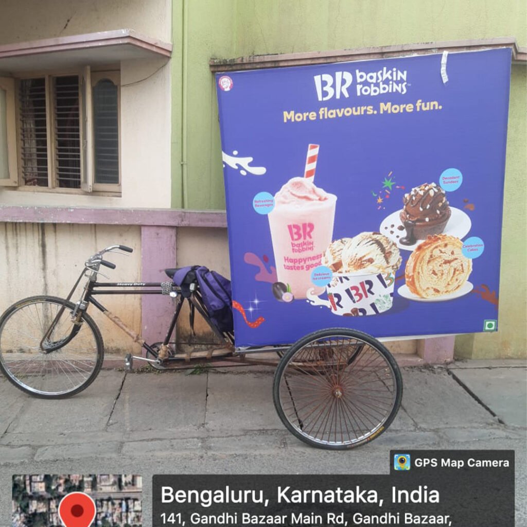 Tricycle advertisement for fmcg